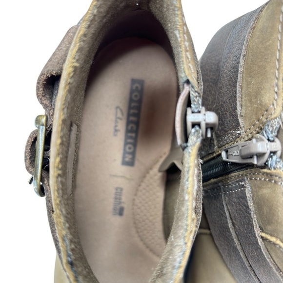 Clarks Collection Leather Side Zip Brown Ankle Booties Boots Womens Size 6 NWOB - Picture 8 of 9